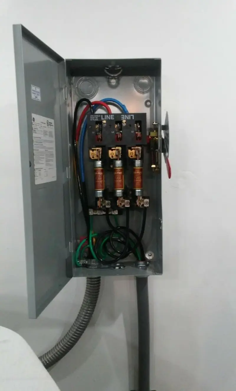 Three-phase disconnect switch installed for Smoke Detector Installation in Harrison